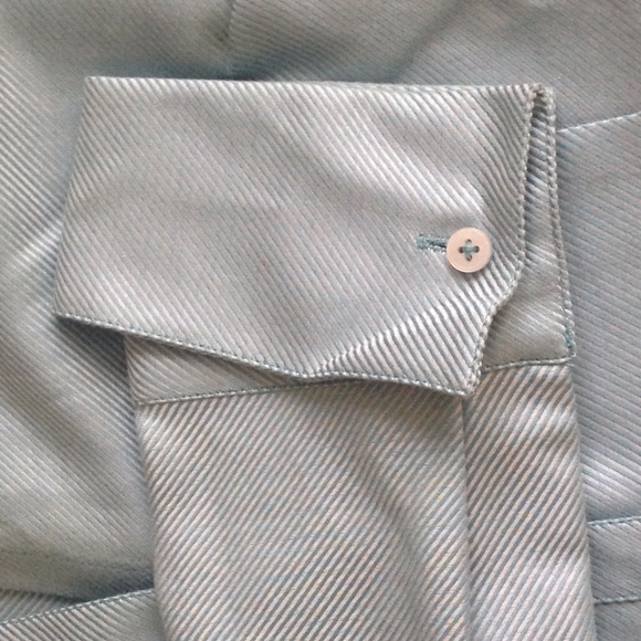 LOFT Button Up French Cuff Dress Shirt Textured Blue - Sz 4 - Picture 7 of 8
